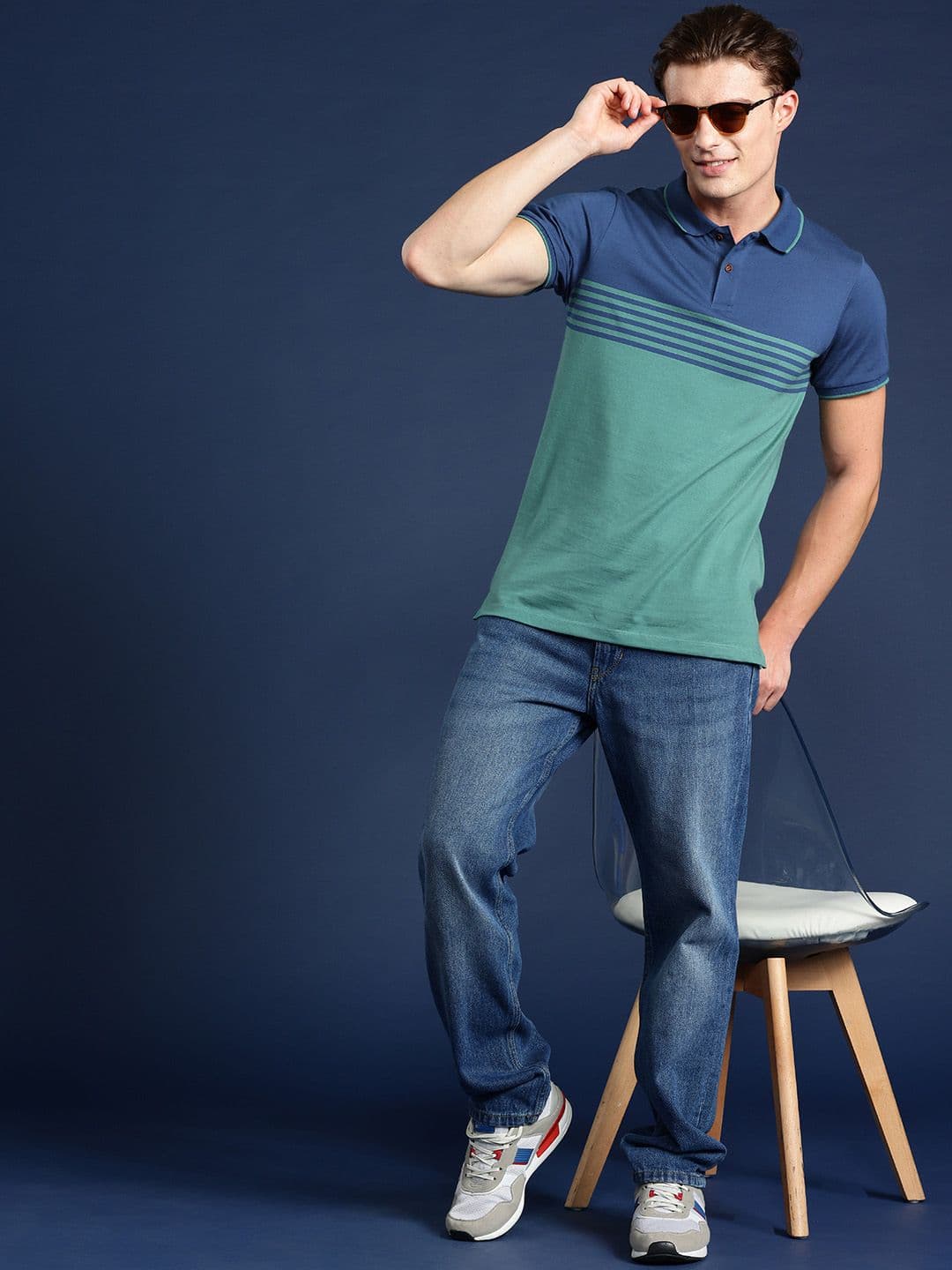 Mast & Harbour Men Striped Polo Collar T-shirt - view 1