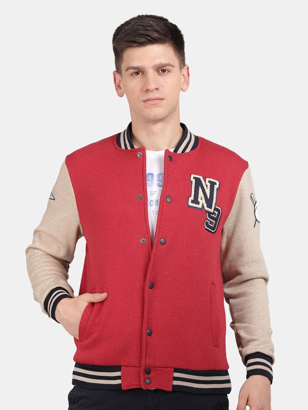 t-base Stand Collar Varsity Jacket - view 1