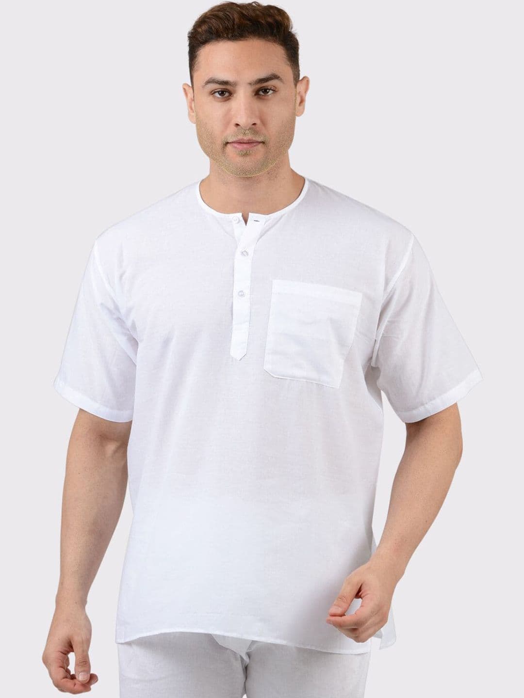 Maharaja Round Neck Short Sleeves Cotton Straight Kurta - view 1