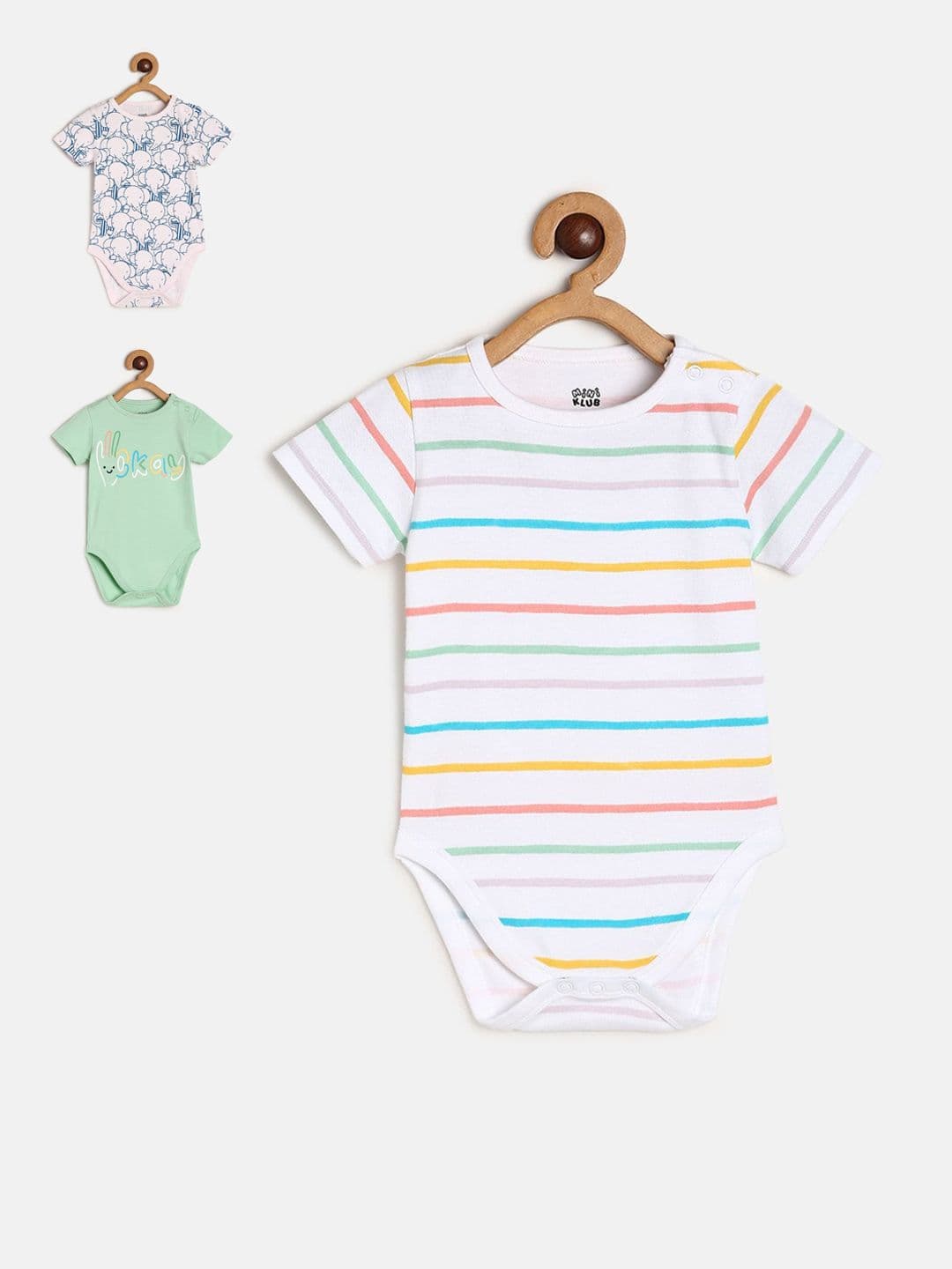 MINI KLUB Infant Boys Pack Of 3 Pure Cotton Bodysuits - view 1