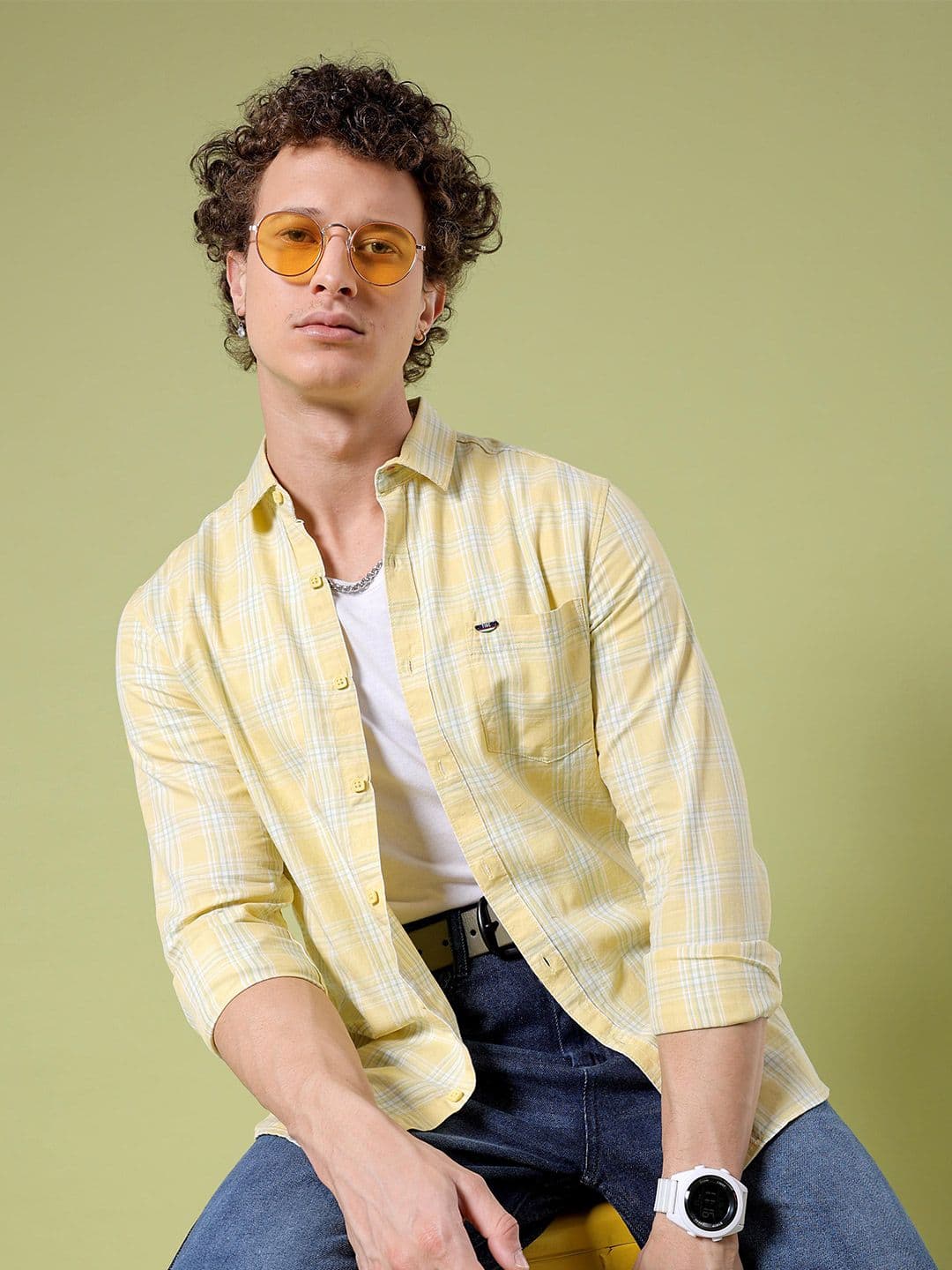 The Indian Garage Co Slim Fit Tartan Checks Opaque Twill Cotton Casual Shirt - view 1