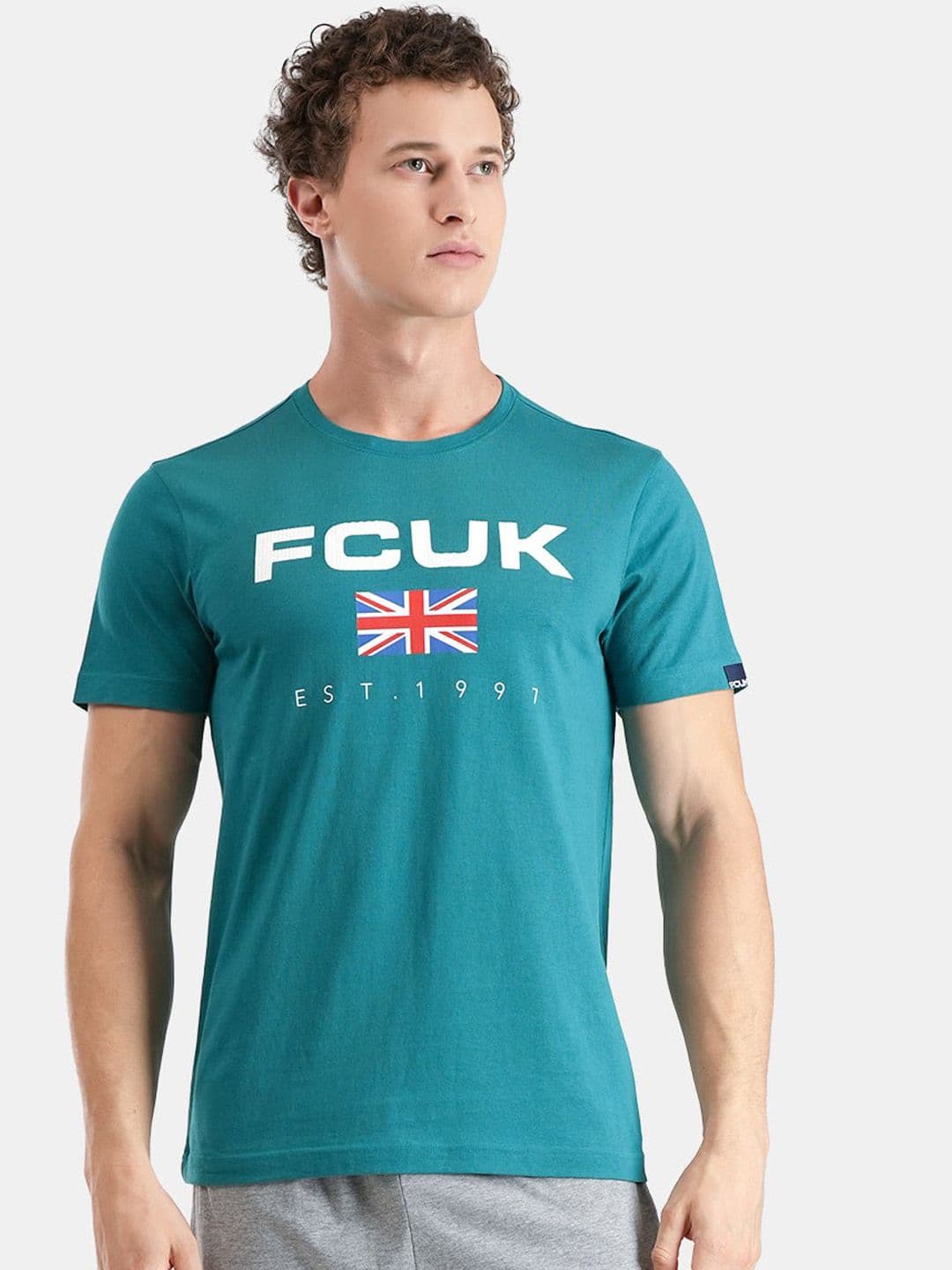 FCUK Typography Printed Pure Cotton Antimicrobial Lounge T-Shirt - view 1