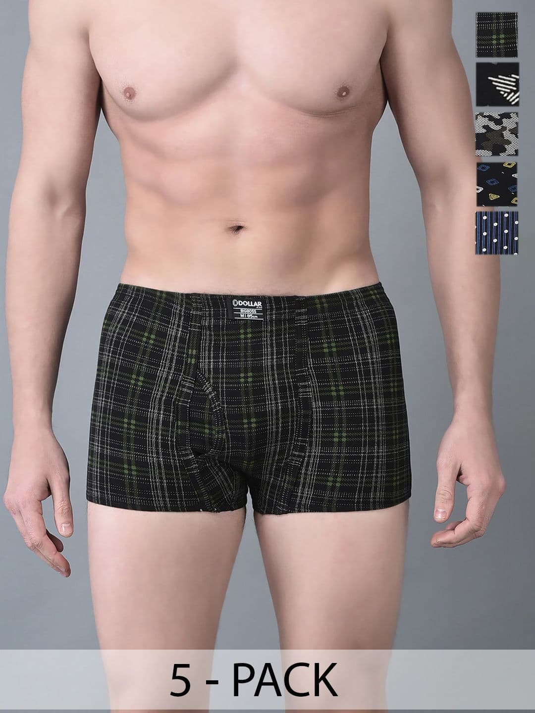 Dollar Bigboss Pack Of 5 Assorted Printed Soft Combed Cotton Trunks PO1-CO10-S24 - view 1