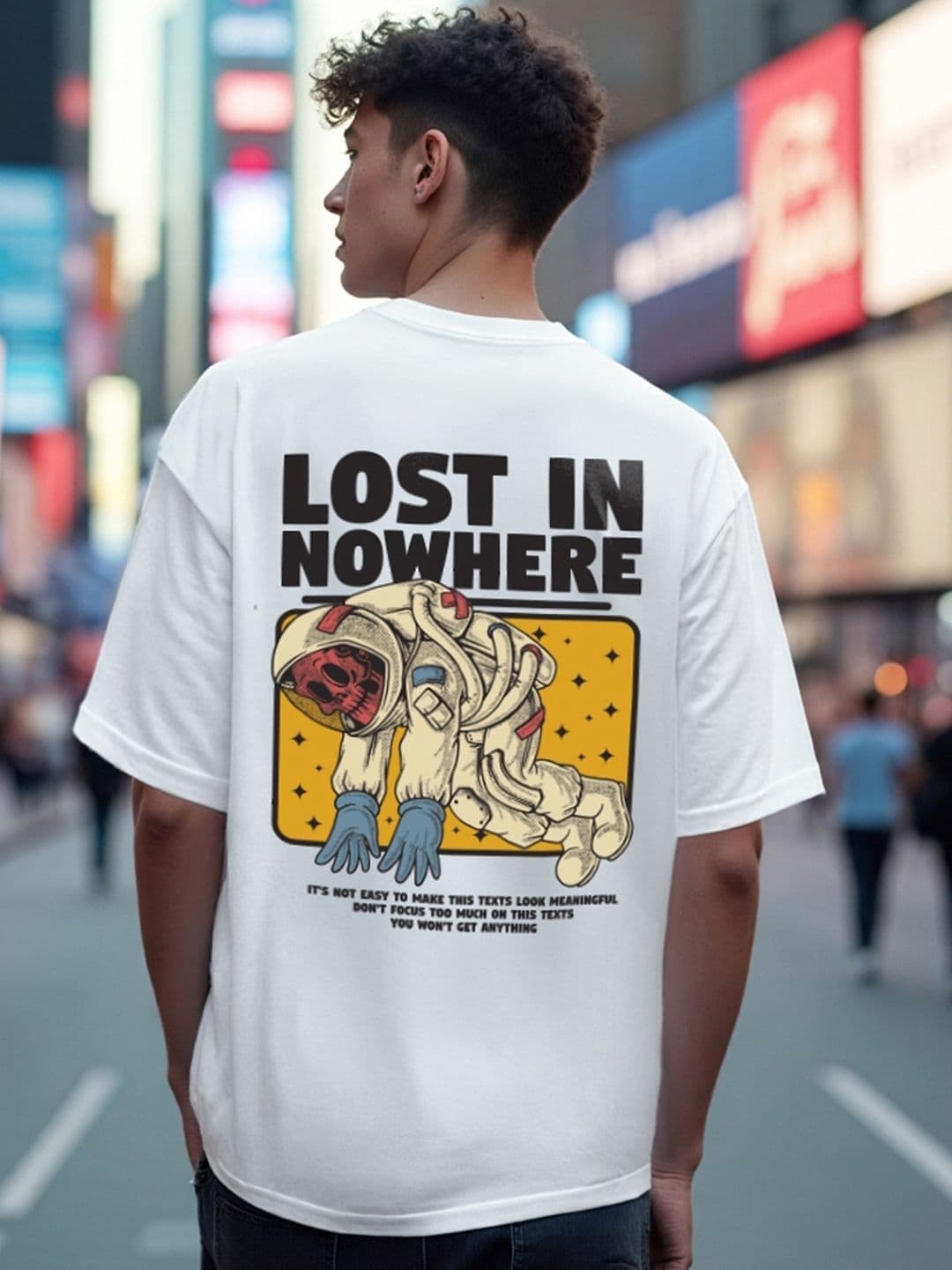 Bewakoof Lost in Nowhere Graphic Printed Drop-Shoulder Oversized Pure Cotton T-shirt - view 1