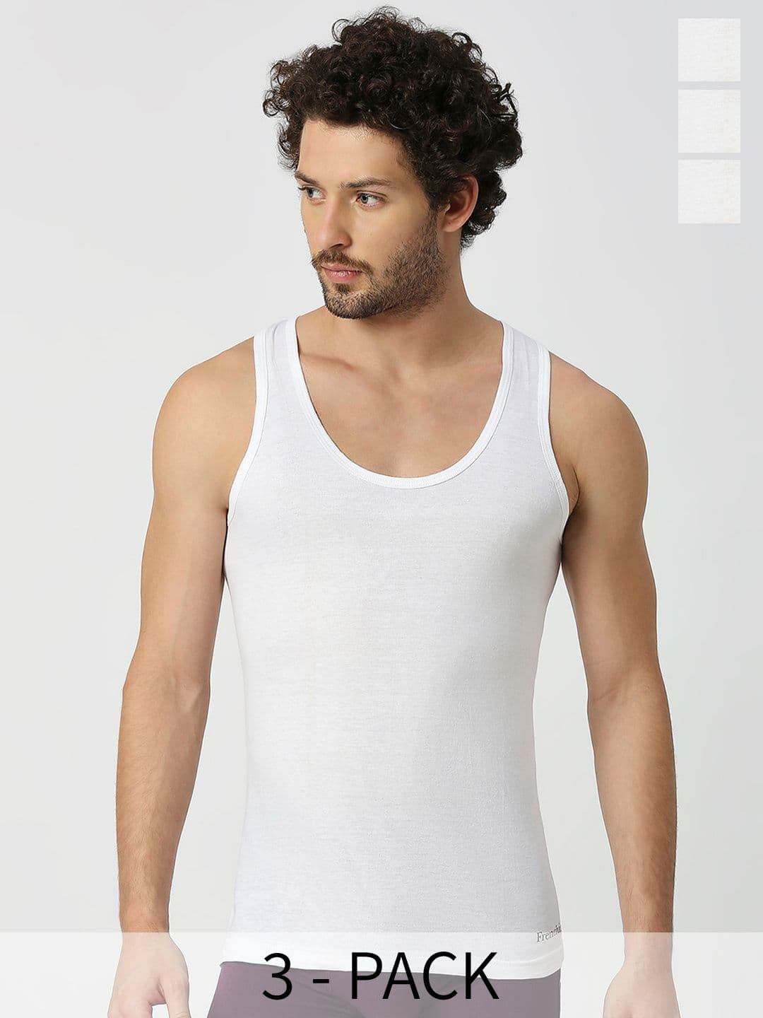 FRENCHIE Pack Of 3 Assorted Pure Cotton Innerwear Vests FR-MI-VS-OXYRN-10P-80-PO3 - view 1