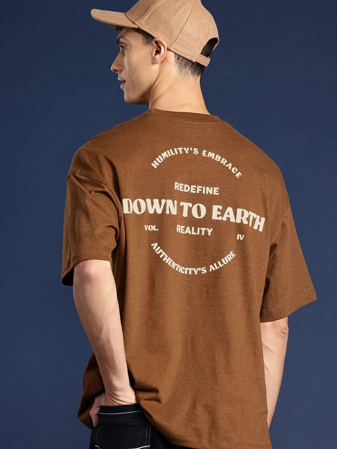 Mast & Harbour Printed Drop-Shoulder Sleeves Oversized T-shirt - view 1