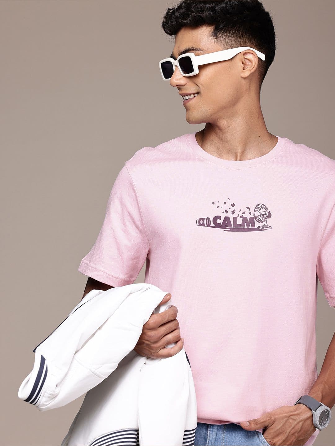 WROGN Pure Cotton Typography Printed T-shirt - view 1