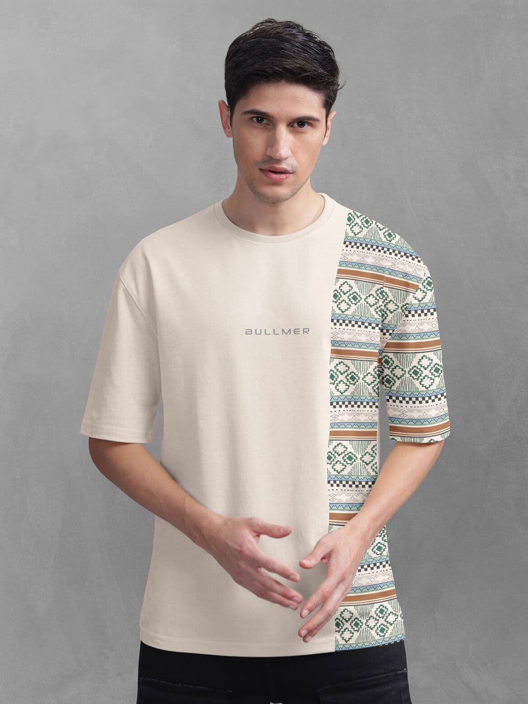 BULLMER Tribal Printed Oversized Cotton T-shirt - view 1