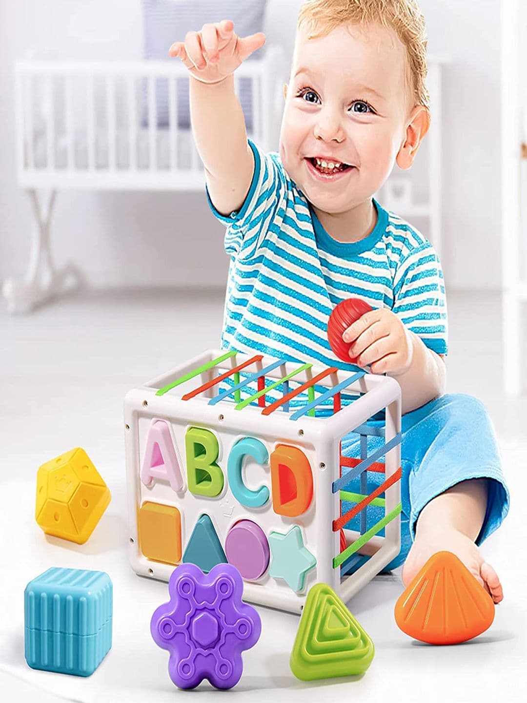 ADKD Kids Shape Sorter Montessori Baby Toys with 14 Pieces Block Sensory Shapes - view 1