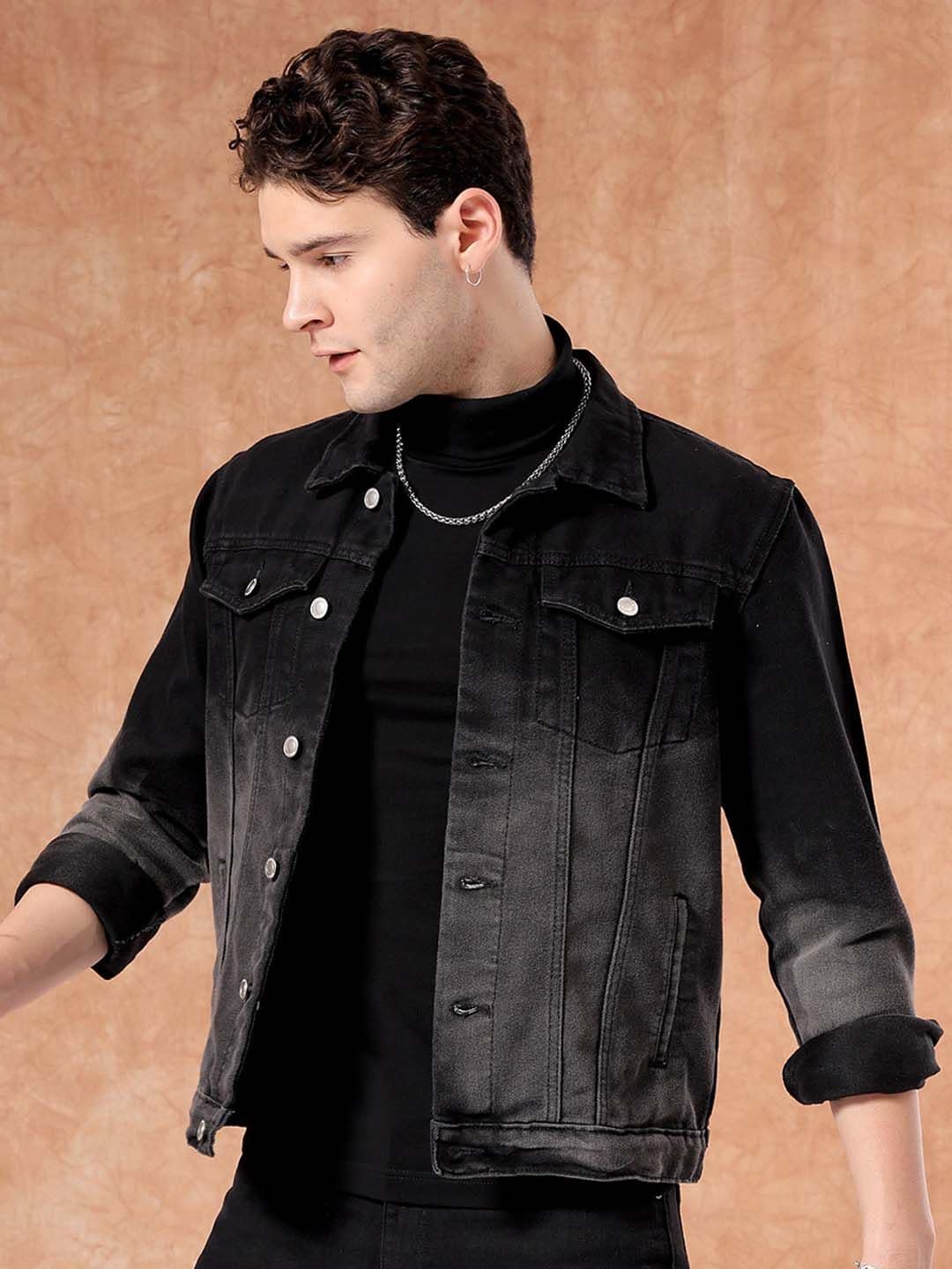 The Indian Garage Co Spread Collar Washed Denim Jacket - view 1
