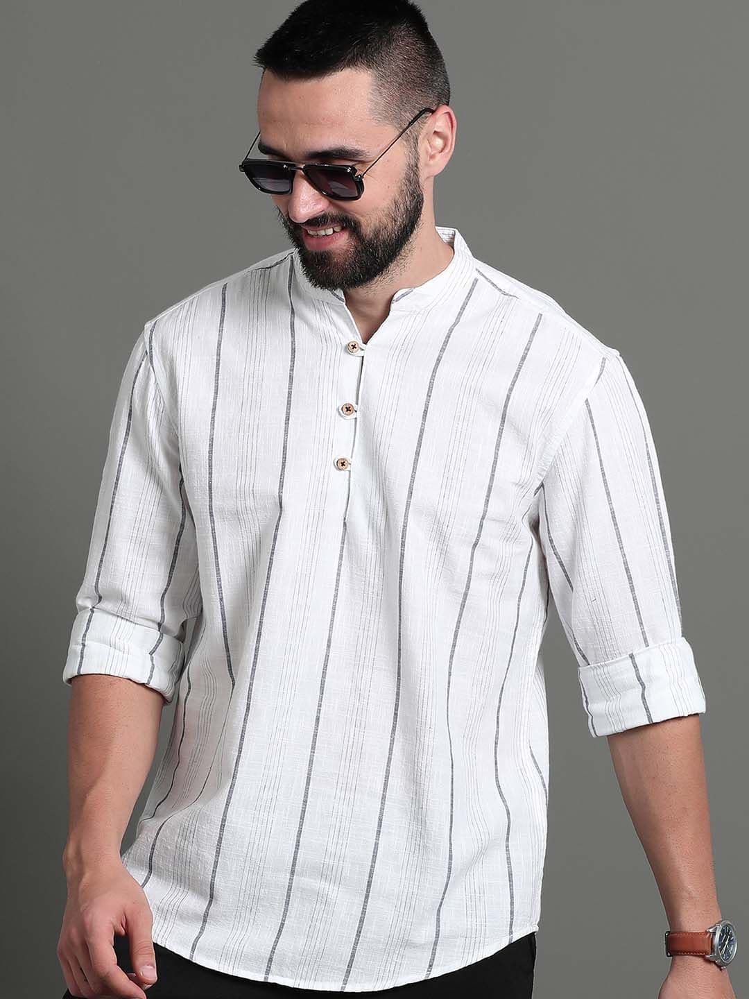 HERE&NOW Striped Cotton Short Kurta - view 1