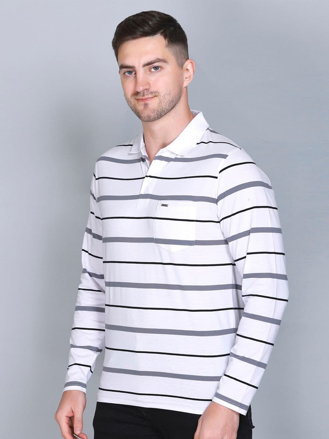 GODFREY Striped Polo Collar T-shirt - view 1
