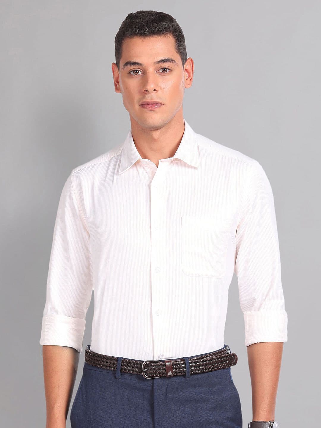 AD By Arvind Vertical Stripe Twill Formal Shirt - view 1