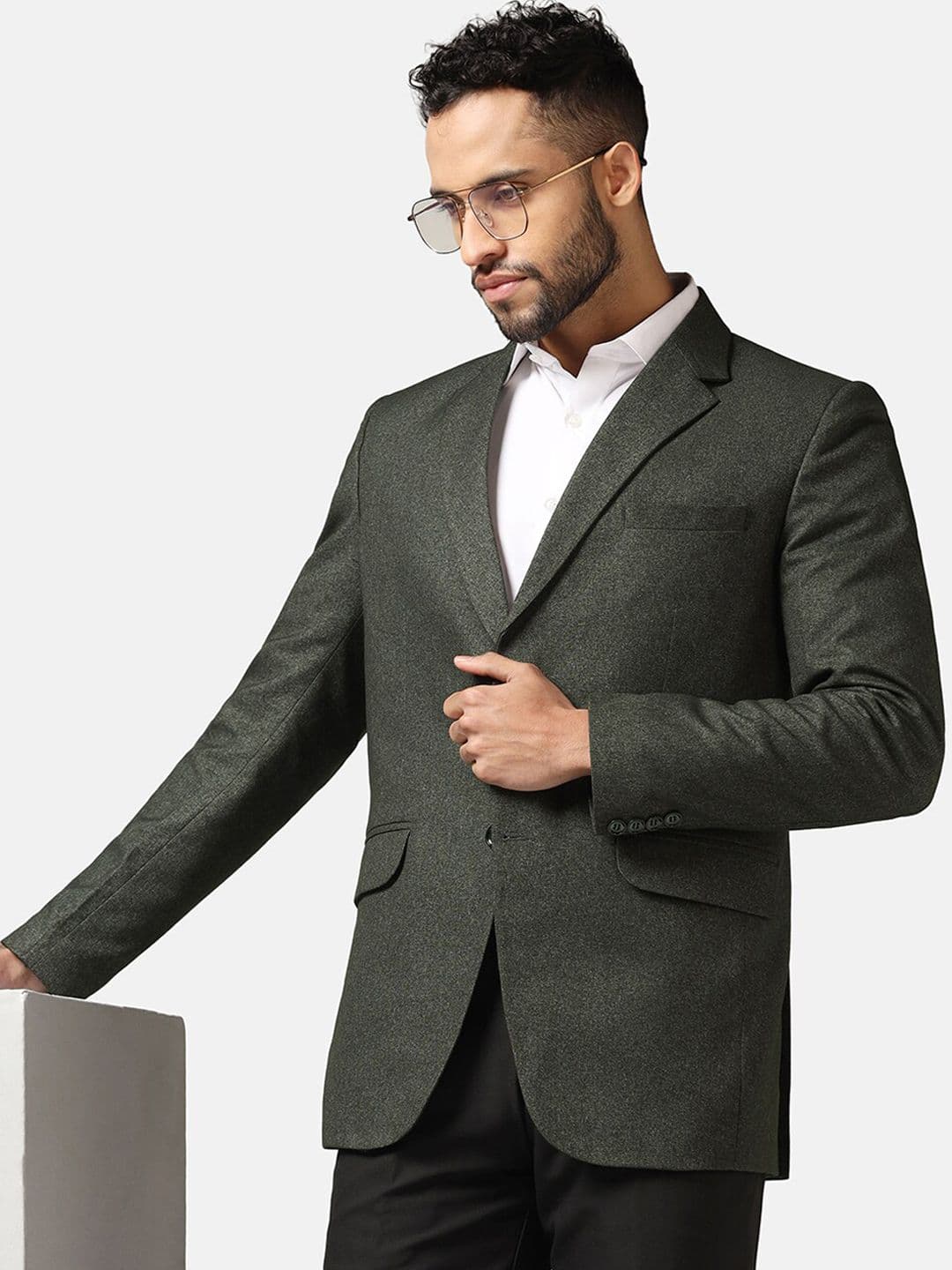 TAHVO Suede Slim Fit Single-Breasted Blazer - view 1