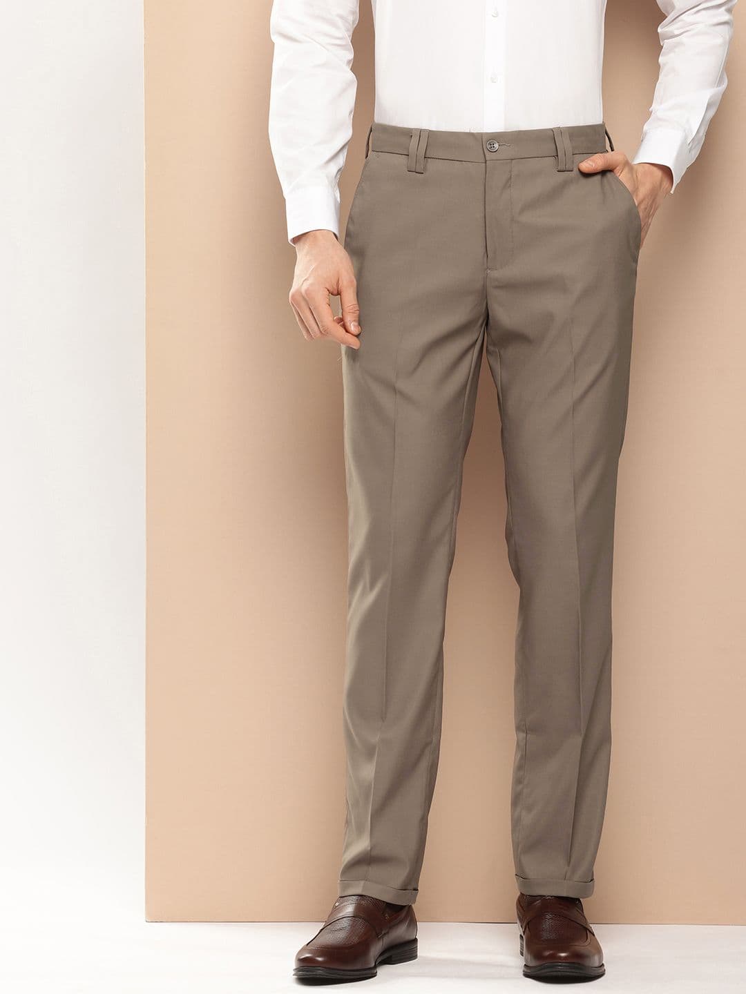 INVICTUS Men Self Design Textured Slim Fit Formal Trousers - view 1