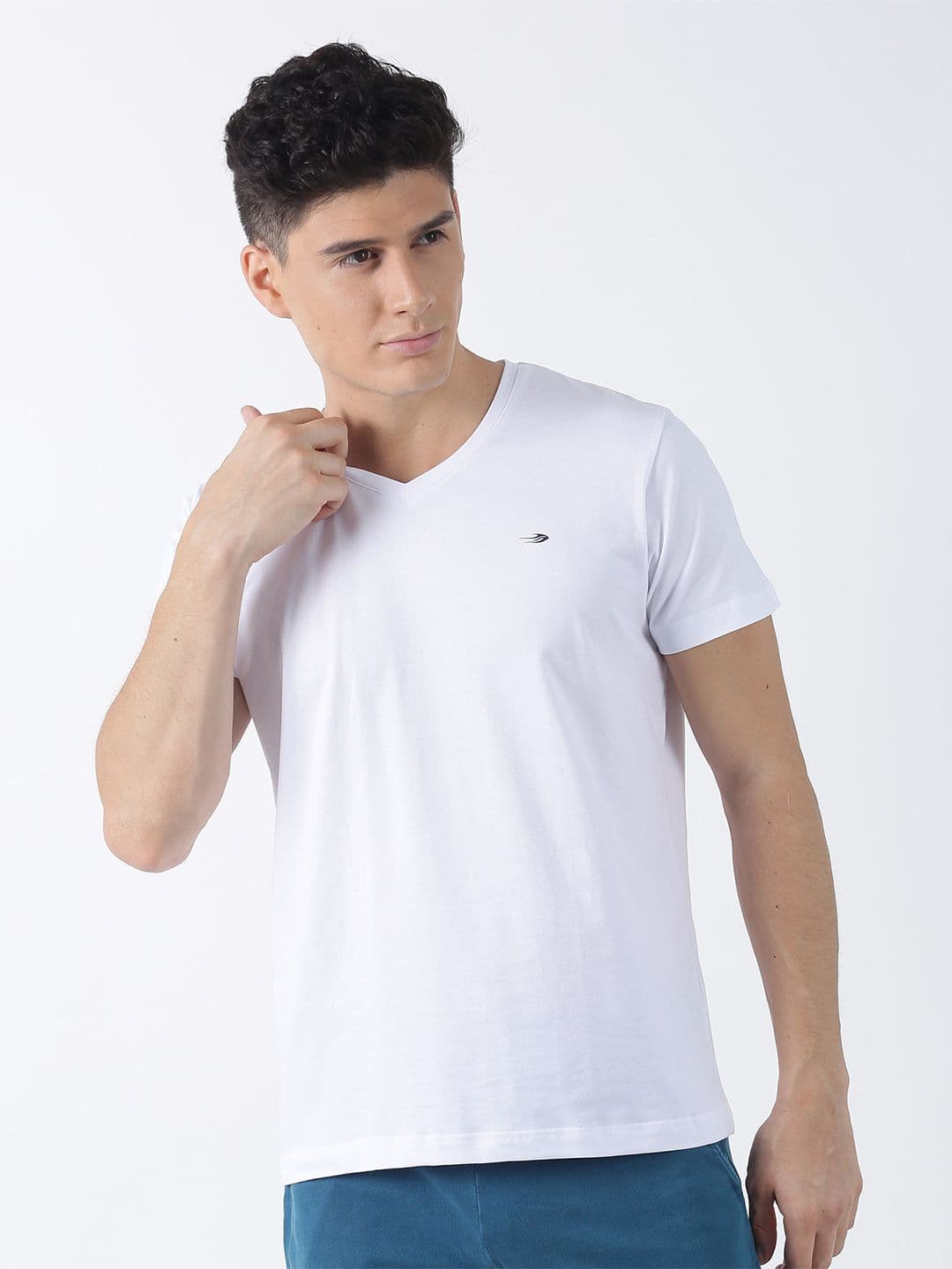Red Flame V-Neck Short Sleeves Regular Fit Cotton Casual T-shirt - view 1