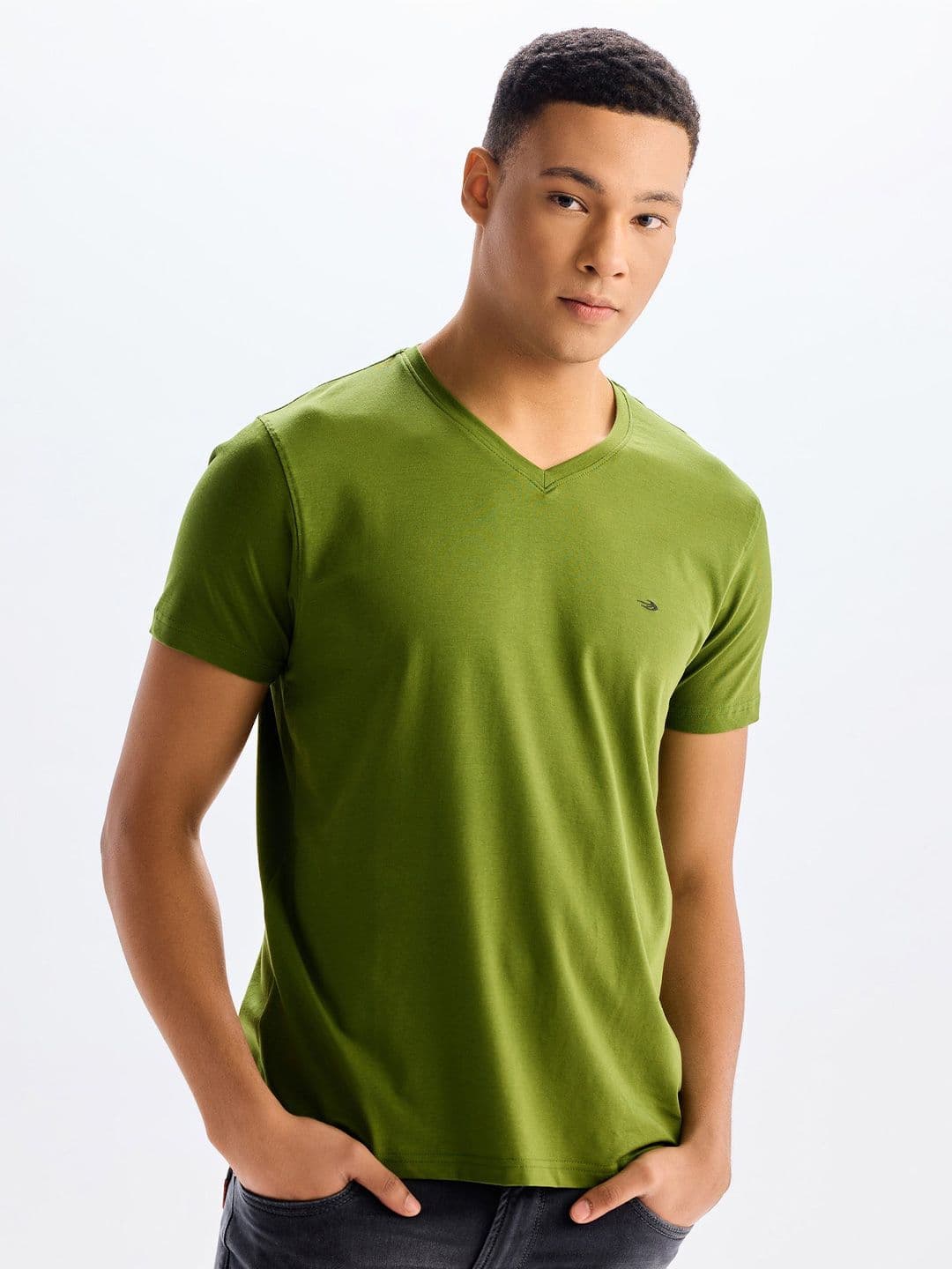Red Flame Men V-Neck Extended Sleeves Pockets T-shirt - view 1