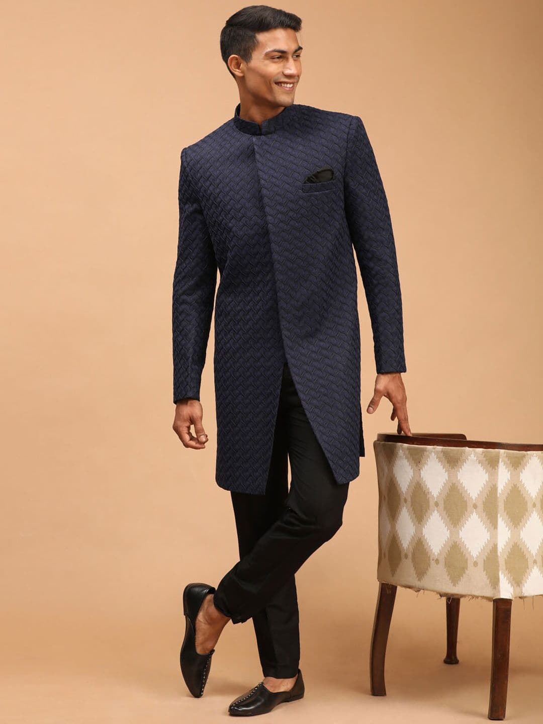 VASTRAMAY Self-Design Sherwani Set - view 1