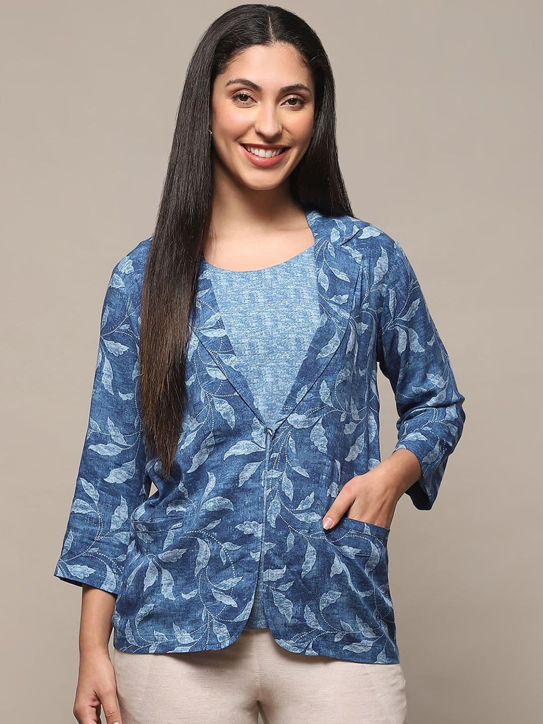 Biba Floral Printed Lapel Collar Tailored Jacket With Inner - view 1