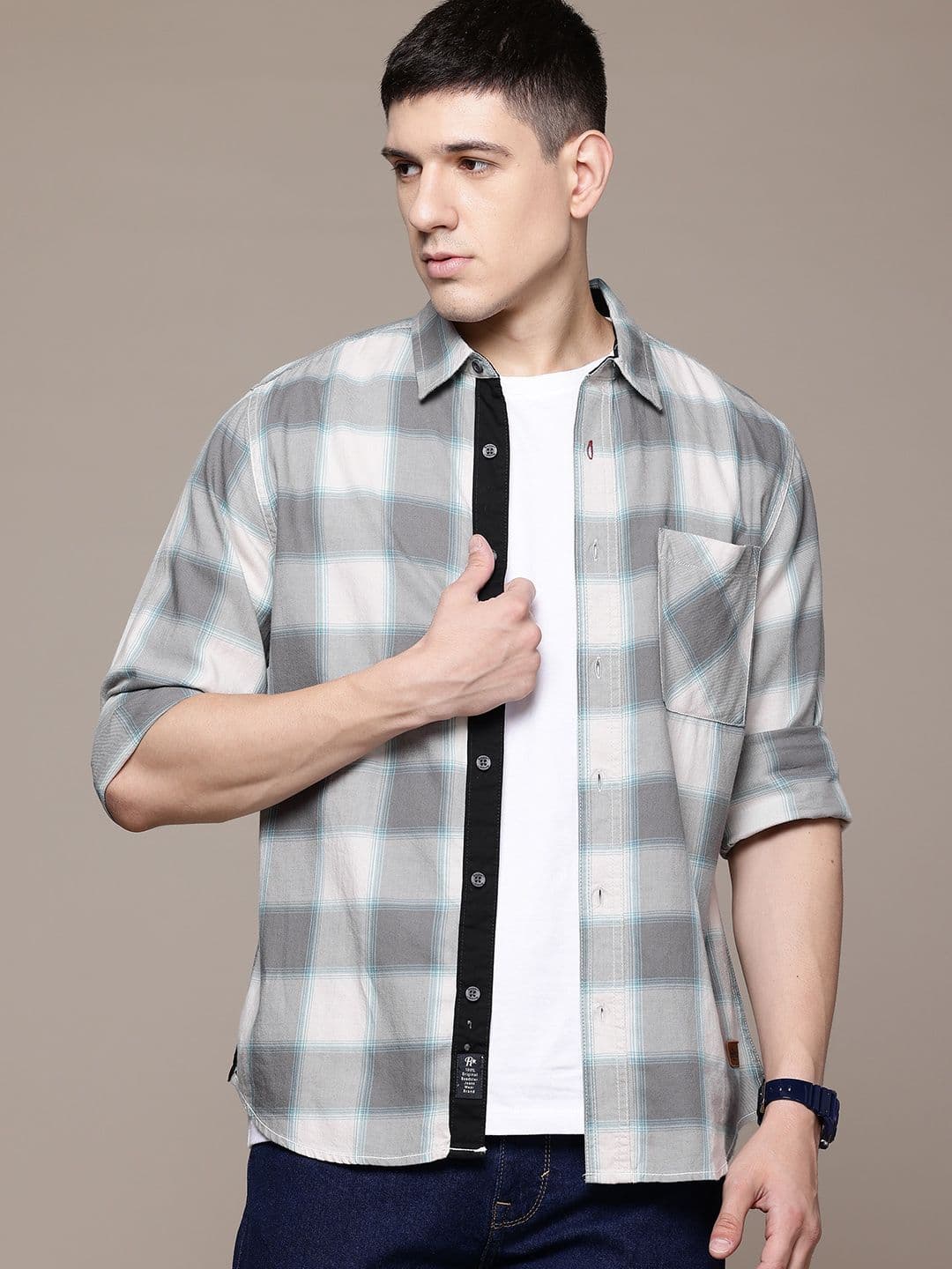 The Roadster Lifestyle Co. Pure Cotton Checked Casual Shirt - view 1
