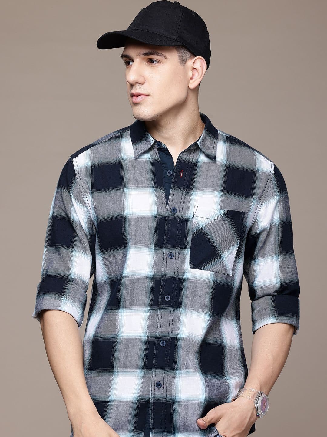 The Roadster Lifestyle Co. Pure Cotton Checked Casual Shirt - view 1