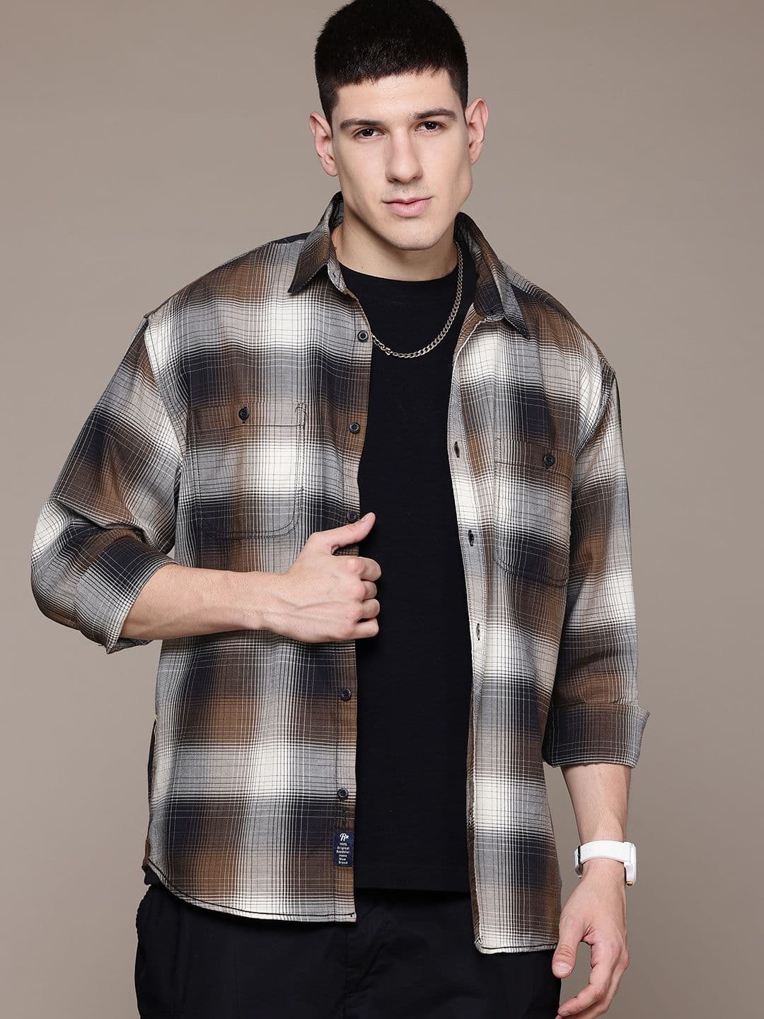 The Roadster Lifestyle Co. Tartan Checks Pure Cotton Relaxed Shirt - view 1