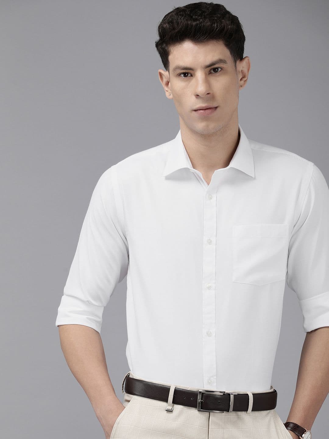 Park Avenue Self Design Slim Fit Textured Formal Shirt - view 1