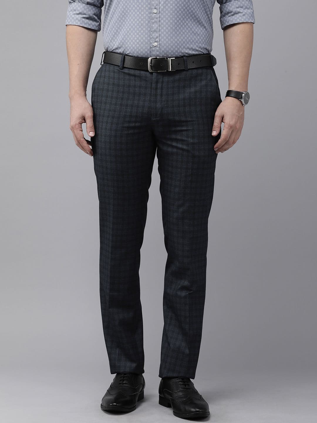 Park Avenue Men Checked Formal Trouser - view 1