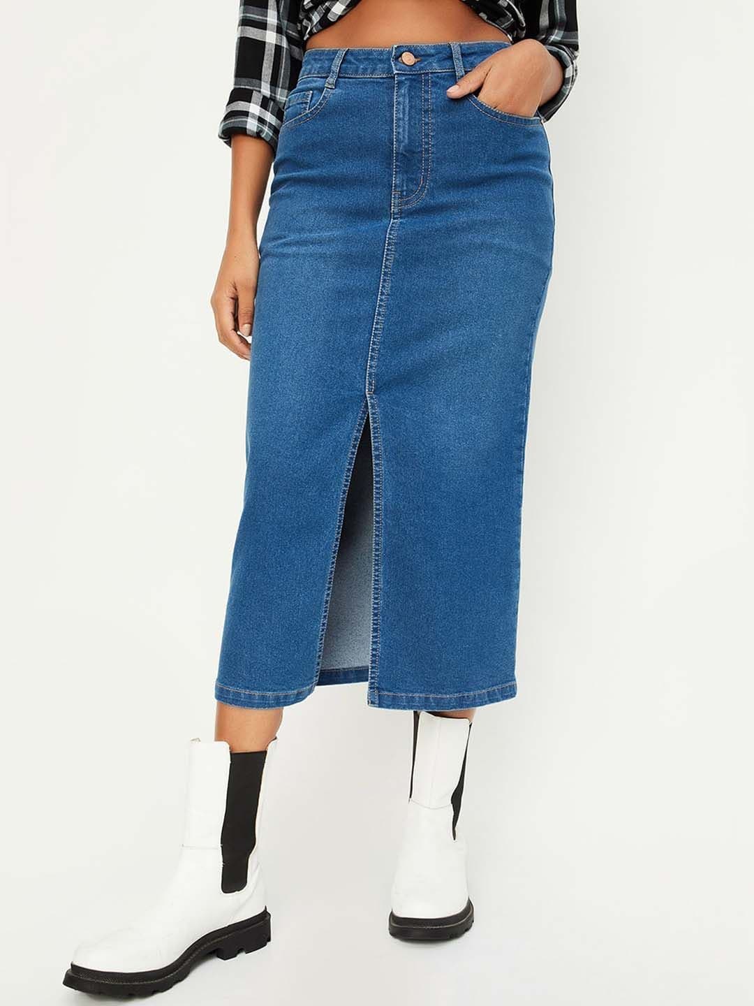 max Washed Midi Pencil Denim Skirt - view 1