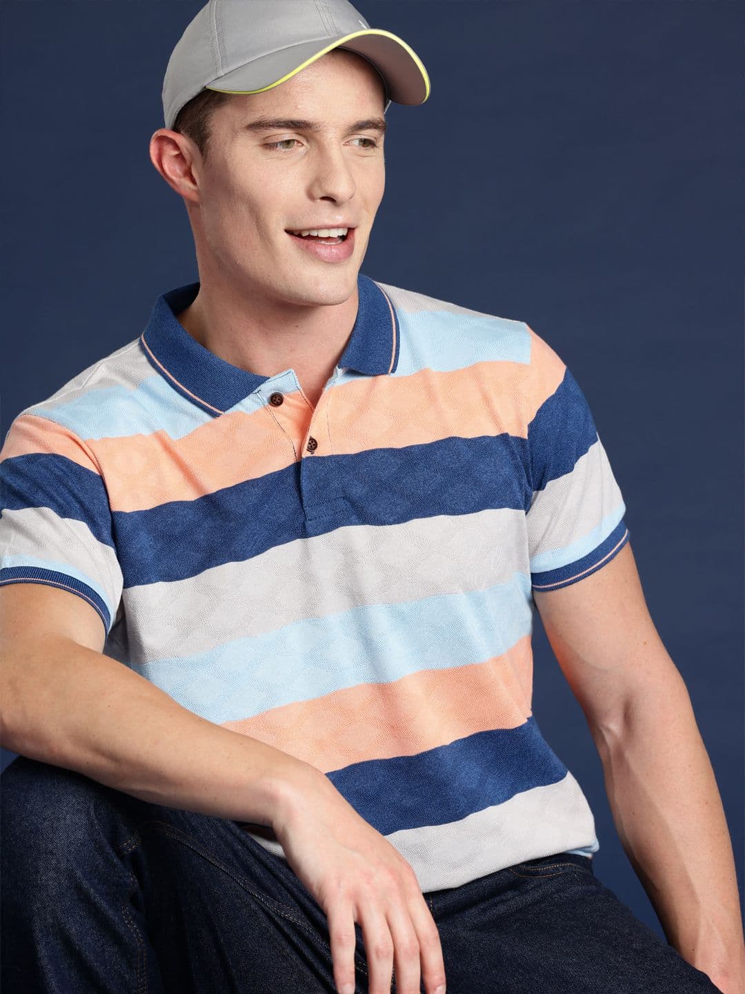 Mast & Harbour Men Striped Polo Collar T-shirt - view 1