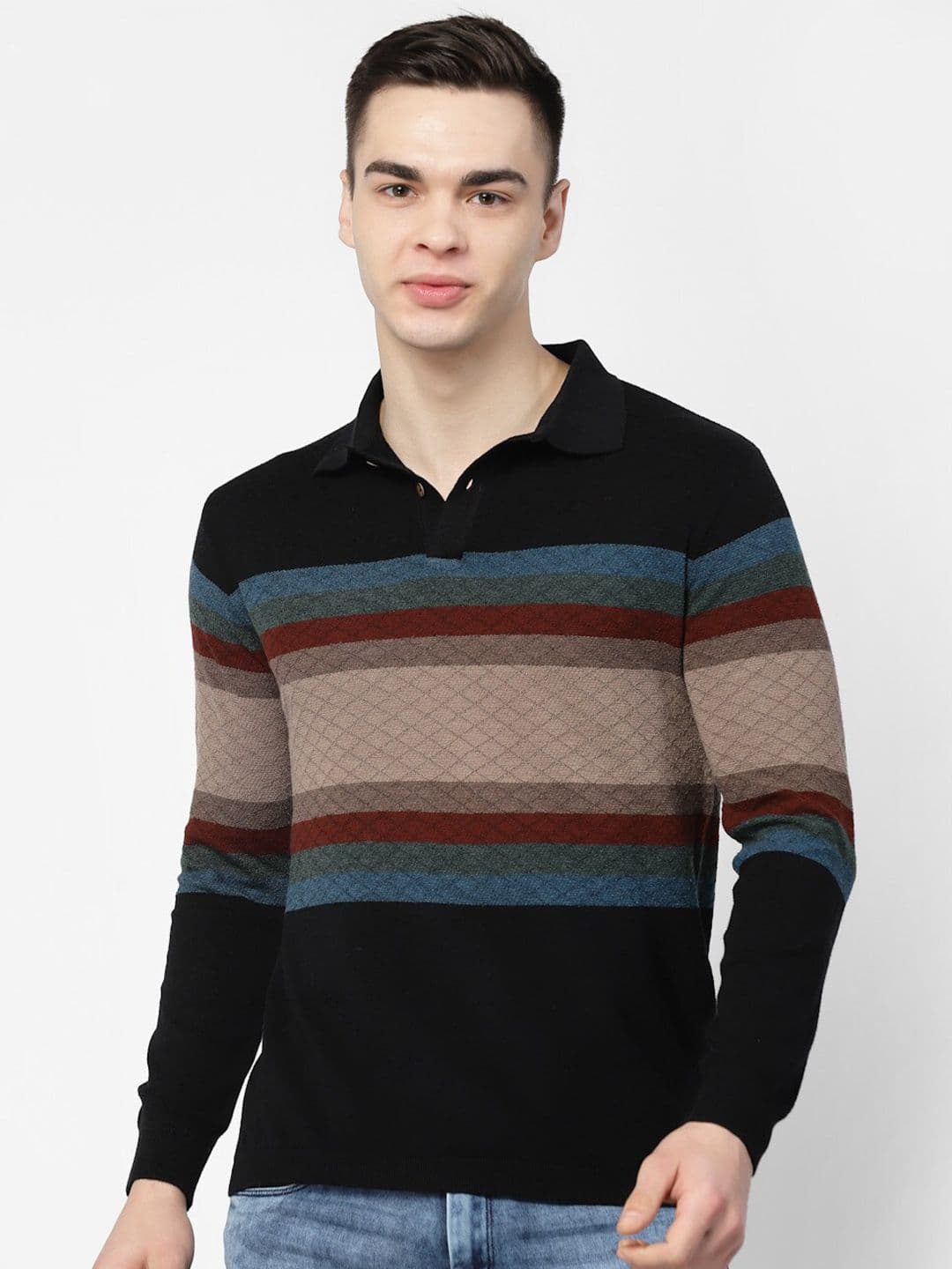 Kalt Striped Polo Collar T-shirt - view 1