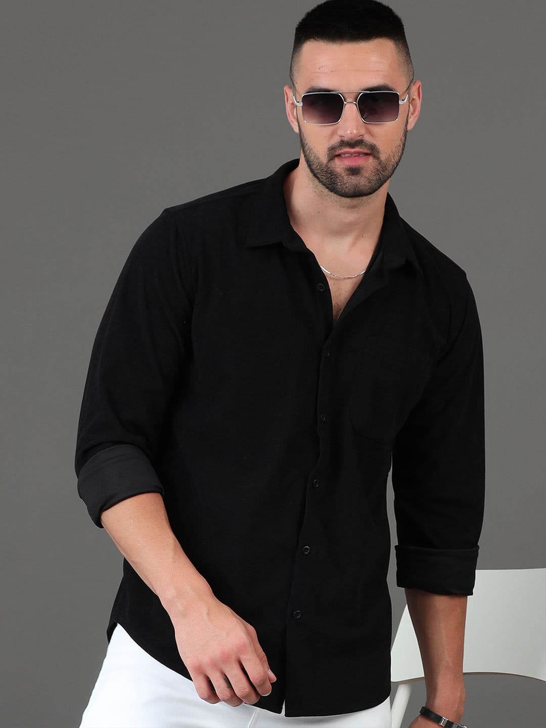 HERE&NOW Checked Spread Collar Cotton Slim Fit Casual Shirt - view 1