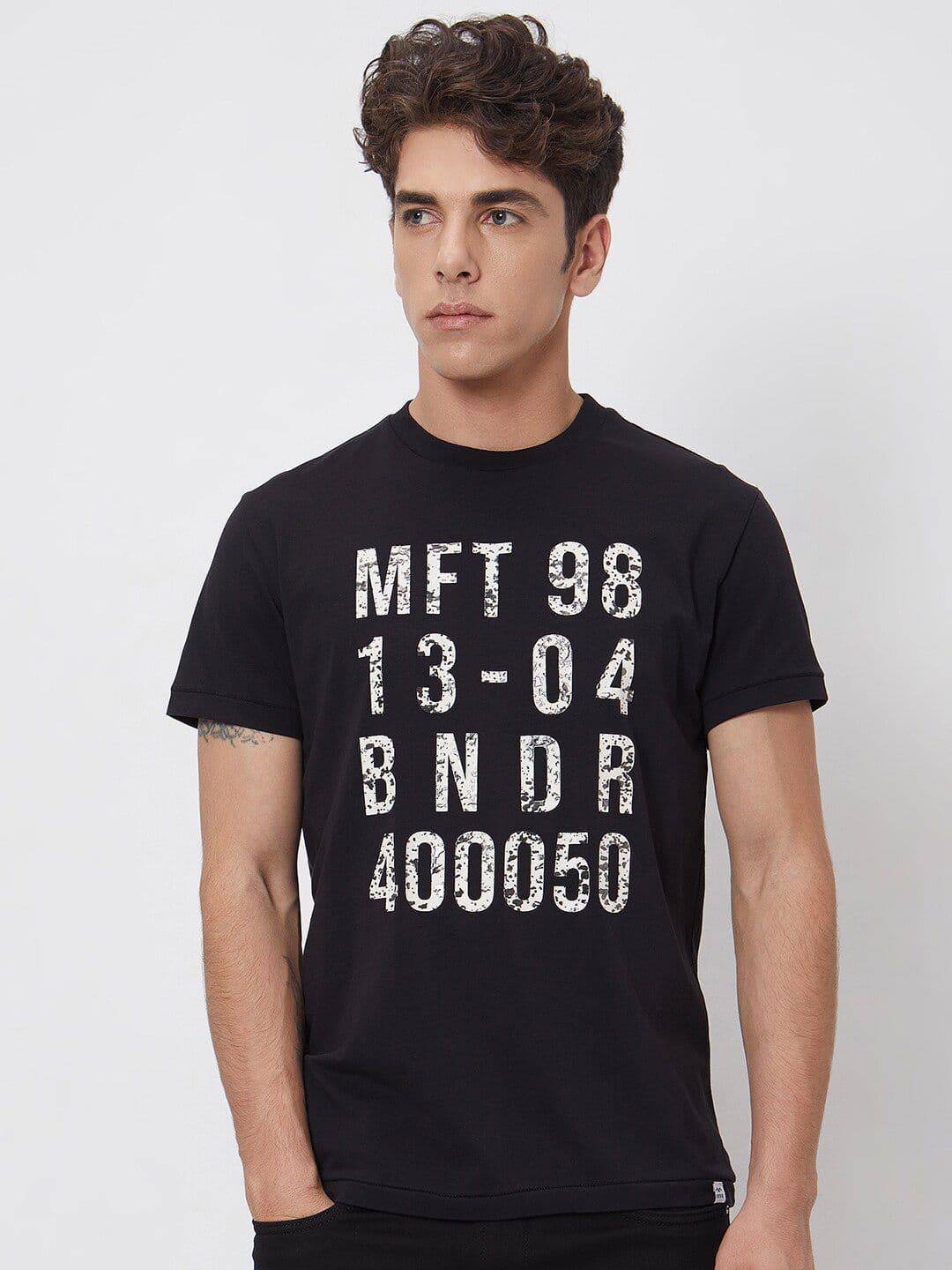 Mufti Typography Printed Slim Fit Cotton T-shirt - view 1