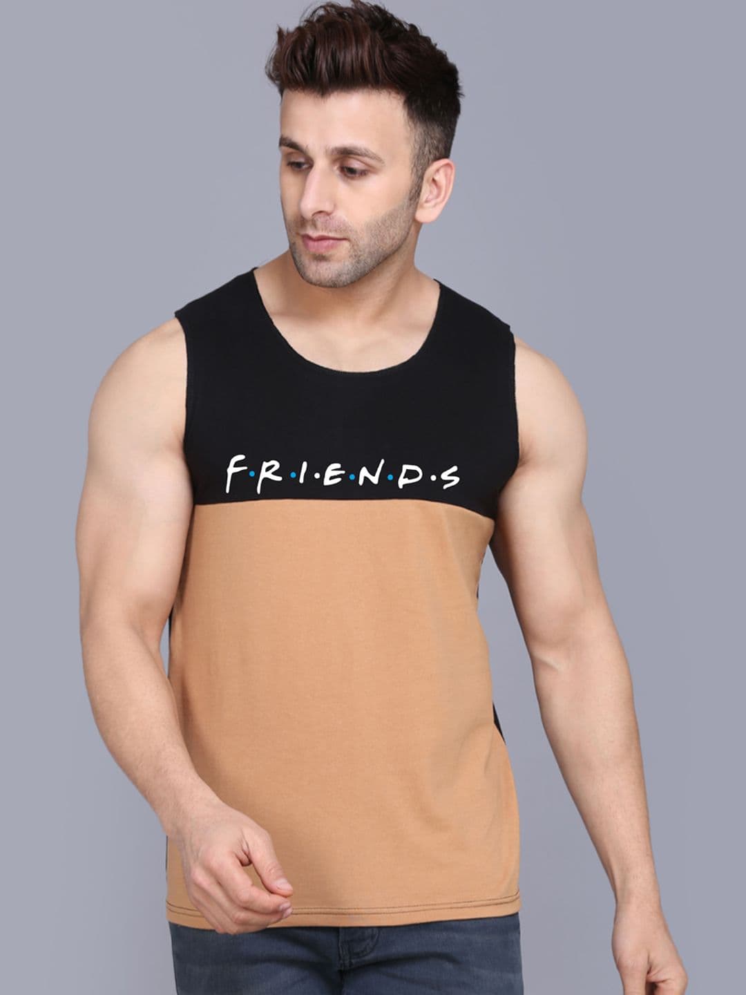 SLOWLORIS Friends Printed Bio Wash Innerwear Gym Vests - view 1