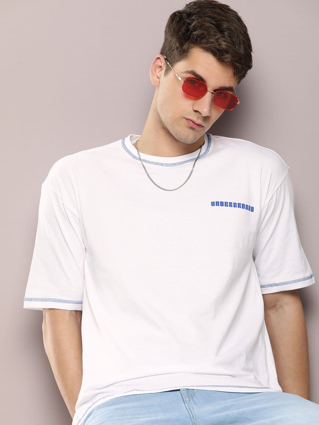 Kook N Keech Men Drop-Shoulder Sleeves Pure Cotton Oversized T-shirt - view 1
