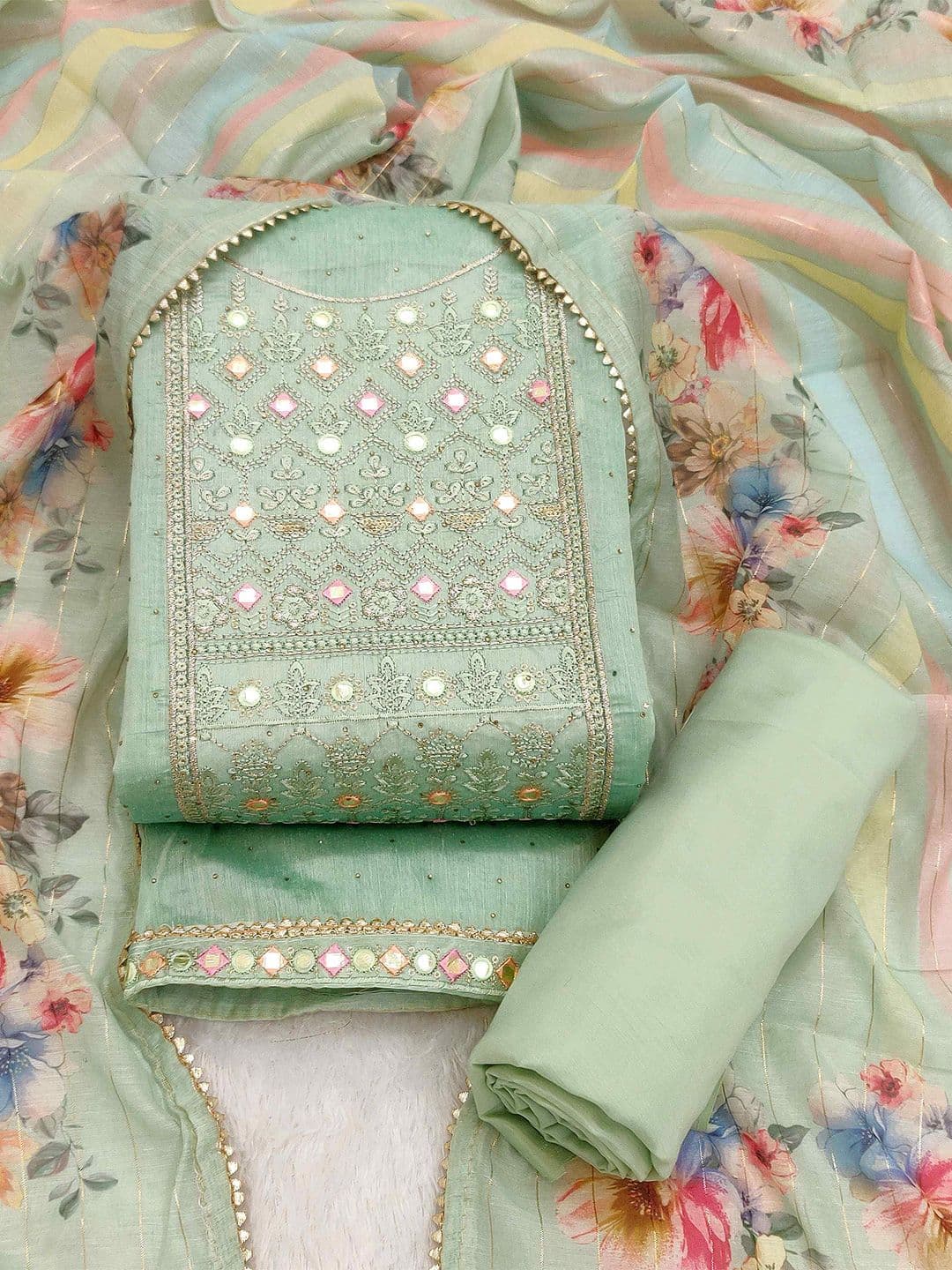TAVAS Embroidered Unstitched Dress Material - view 1
