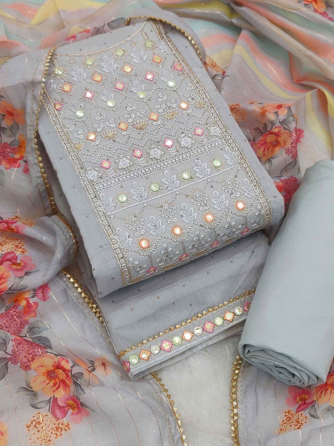 TAVAS Embroidered Unstitched Dress Material - view 1