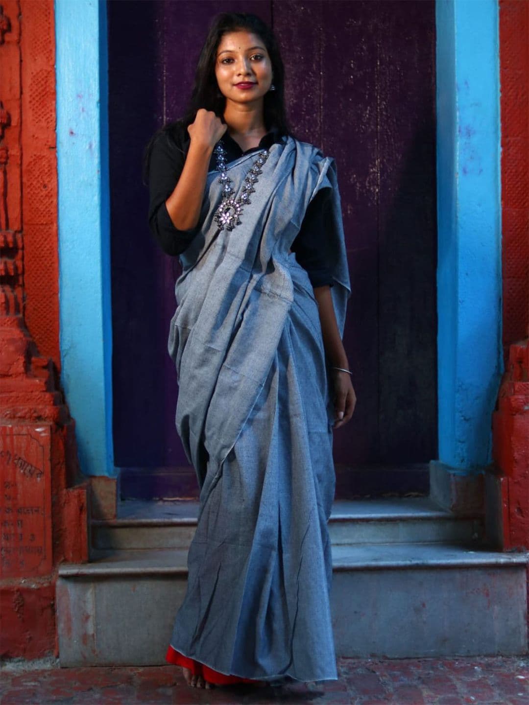 ODETTE Cotton Blend Festive Saree - view 1