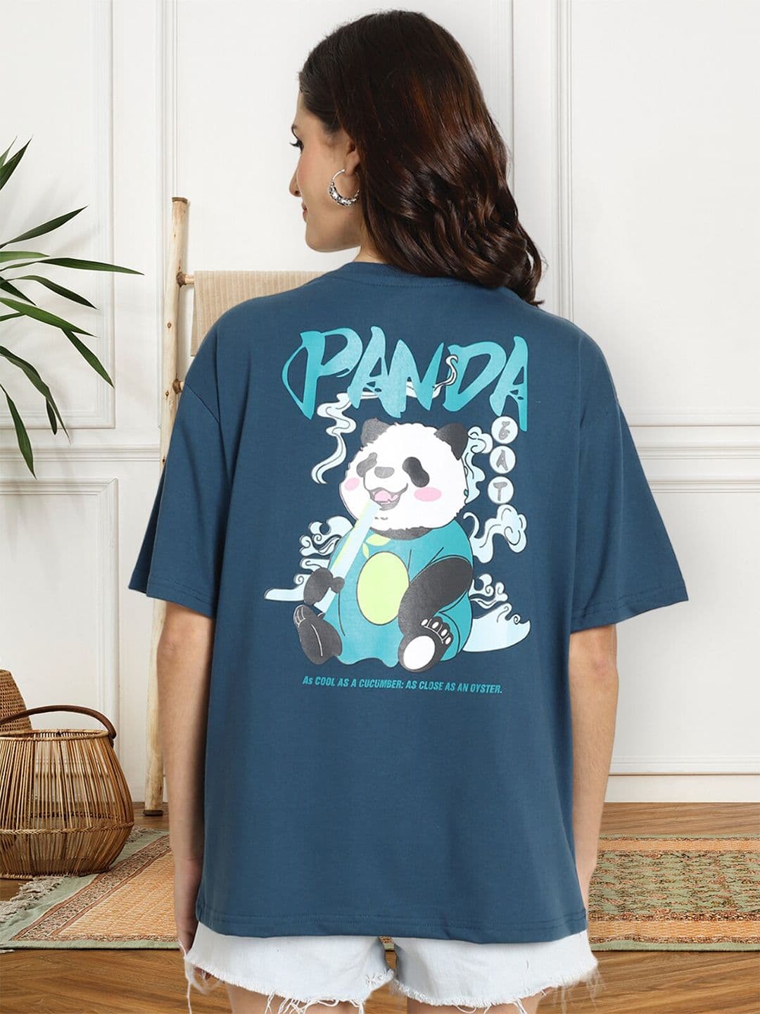 BAESD Graphic Printed Round Neck Drop-Shoulder Sleeves Cotton Oversized T-shirt - view 1