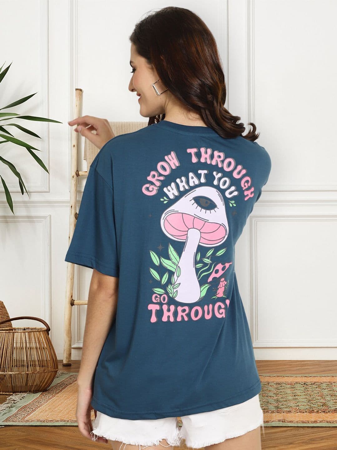 BAESD Graphic Printed Round Neck Oversized Cotton T-shirt - view 1