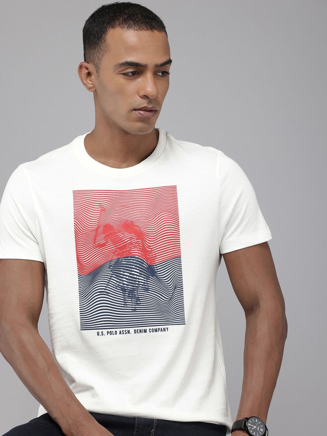 U.S. Polo Assn. Denim Co. Pure Cotton Graphic Printed Slim Fit T-shirt - view 1