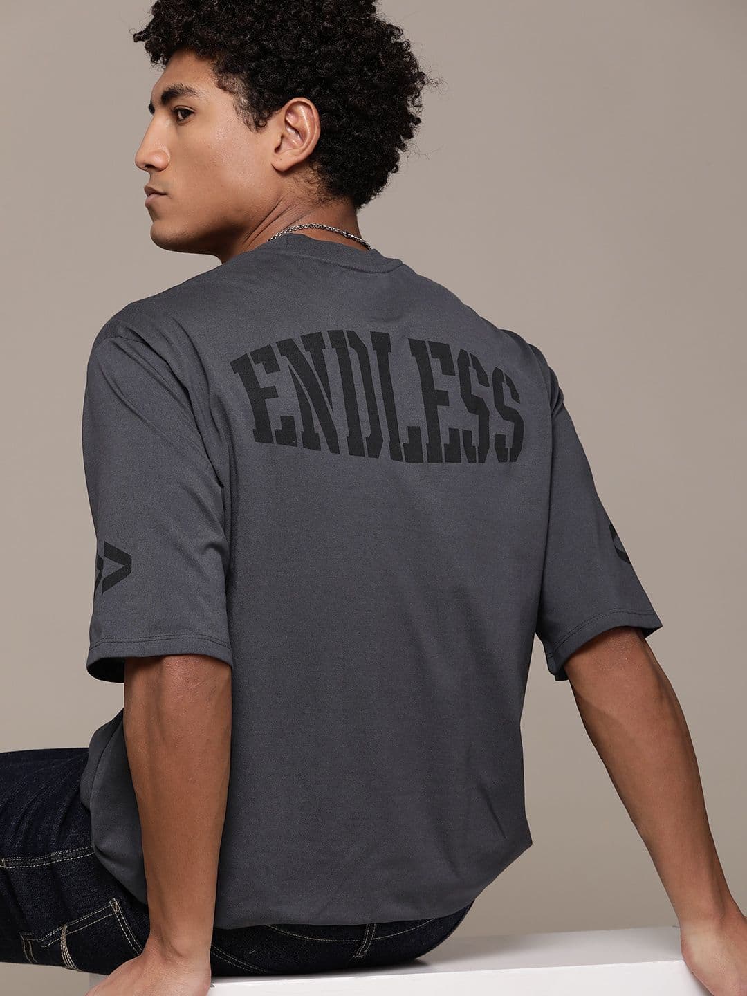 Roadster The Lifestyle Co. Typography Printed Back Oversized T-shirt - view 1