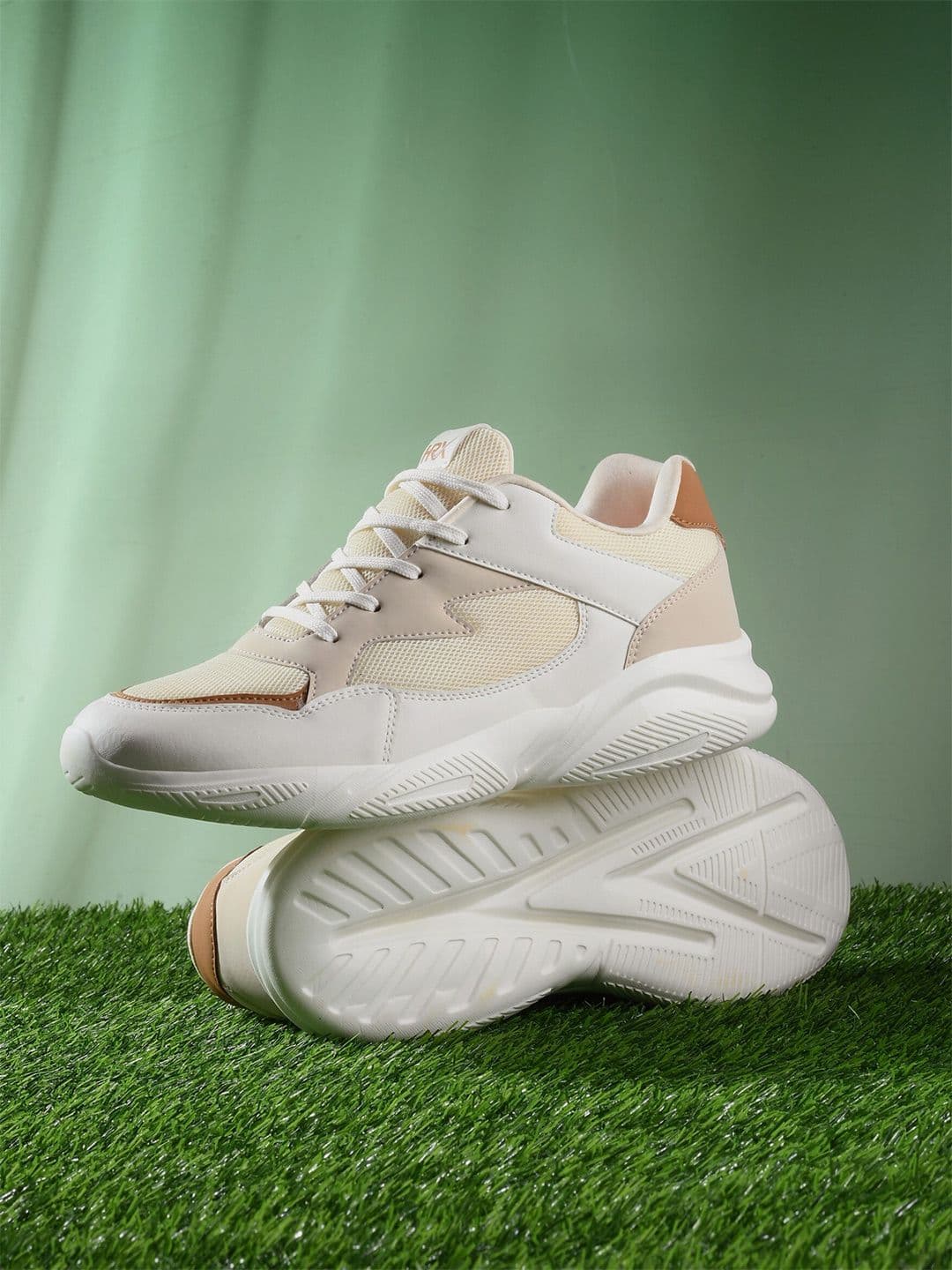 HRX by Hrithik Roshan Women Cream-Coloured Mesh Running Shoes - view 1