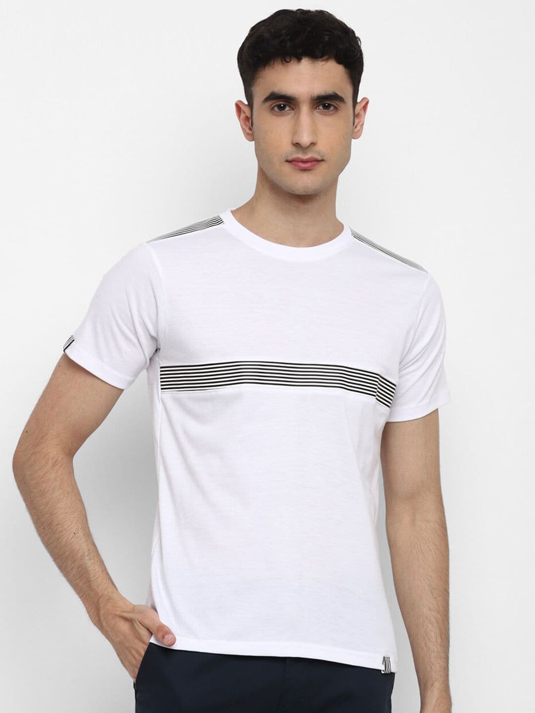 Bukkl Striped Round Neck Cotton Slim Fit T-shirt - view 1