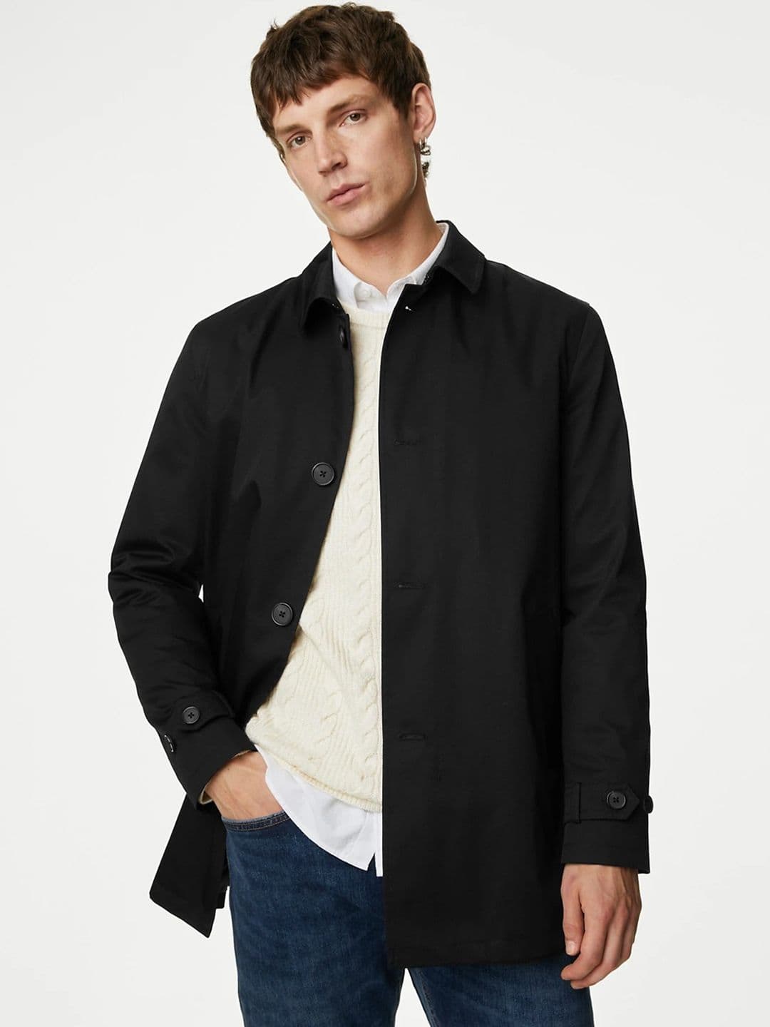 Marks & Spencer Cotton Blend Mac with Stormwear - view 1