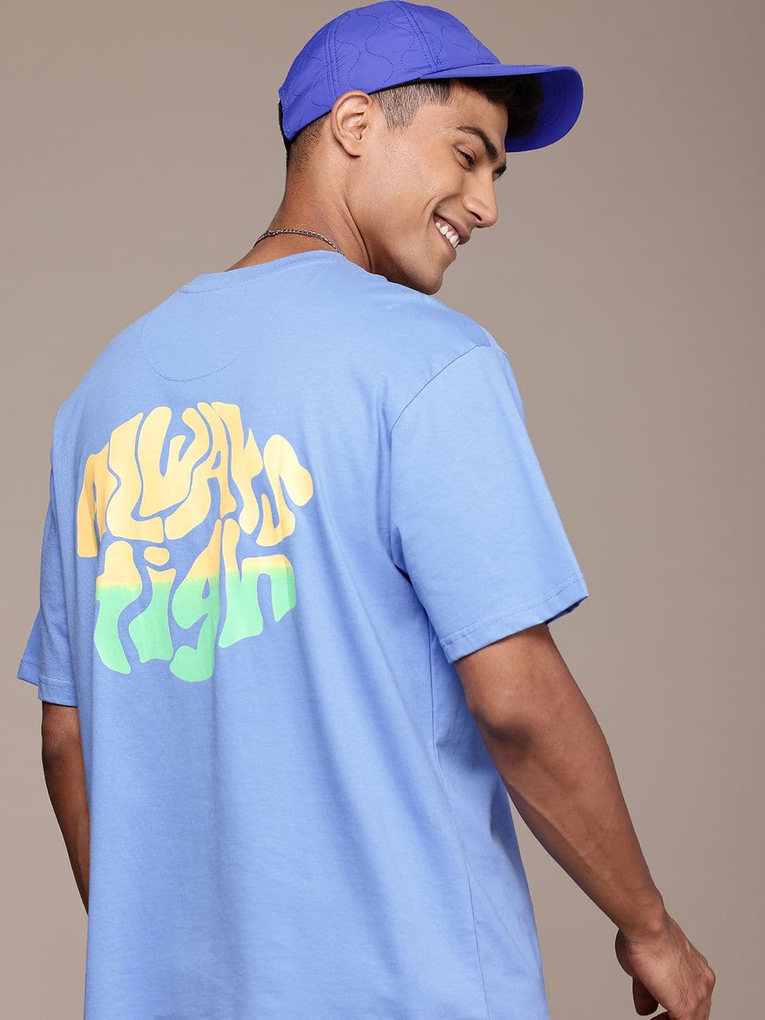 WROGN Printed Drop-Shoulder Sleeves Pure Cotton Oversized T-shirt - view 1