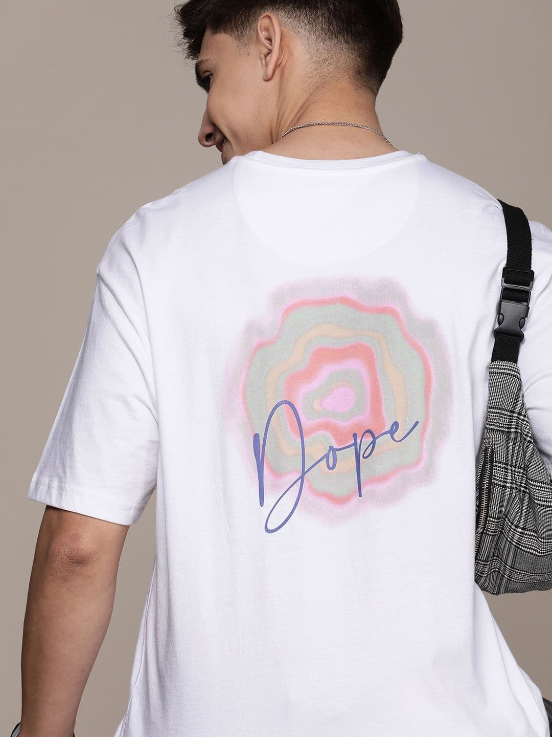 WROGN Printed Drop-Shoulder Sleeves Pure Cotton Oversized T-shirt - view 1