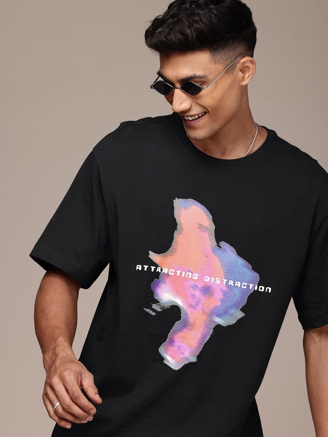 WROGN Men Oversized Fit Printed Drop-Shoulder Sleeves Pure Cotton T-shirt - view 1
