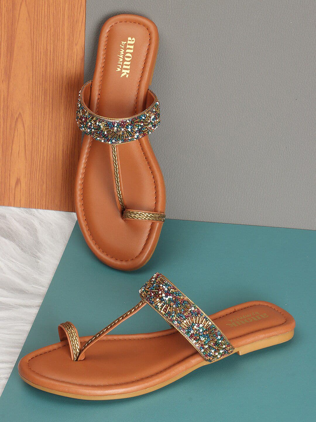 Anouk Embellished One Toe Flats - view 1