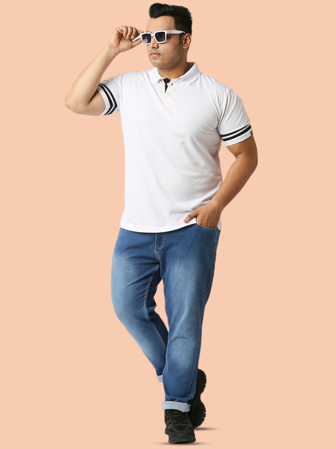 Wear Your Opinion Men Plus Size Stripe Polo Collar Neck T-shirt - view 1